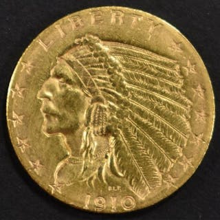 1910 $2.5 GOLD INDIAN CH BU