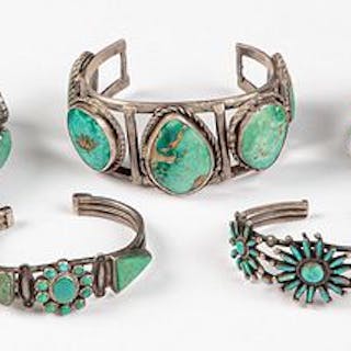 Five Native American Indian cuff bracelets