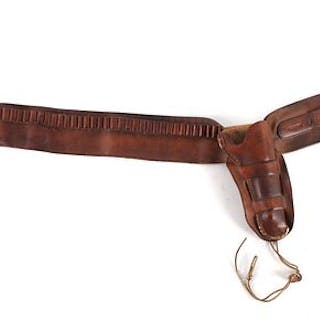 Antique Mexican Double Loop Leather Holster Belt