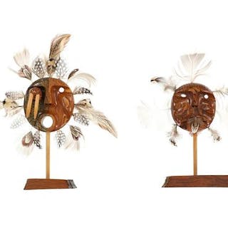 Ed Komakhuk Wood & Soapstone Inuit Spirit Masks