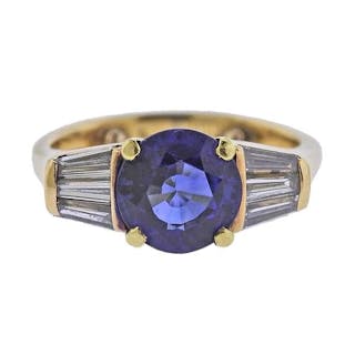 18k Gold 2.43ct Sapphire Diamond Engagement Ring