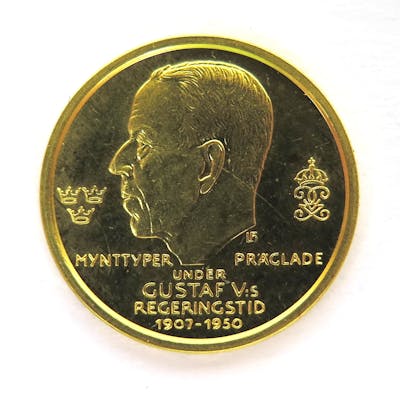 Medalj 23 K Rodguld Mynttyper Under Gustav V S Regeringstid Vikt 4 7 Gr Barnebys