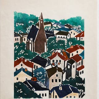 Fusa SAKAMOTO (Kataezome Art, contemporary) - Mödling (after Egon Schiele)