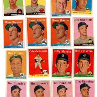 Lot of 48 1958 Topps Baseball Cards (Including Richie Ashburn and Many More)