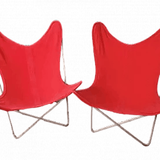 Pair of iron and fabric Butterfly chairs, 1970s