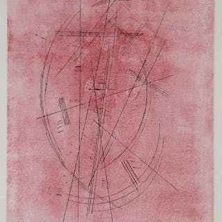 Wassily KANDINSKY (nachher) – Zeichnung in rosa, 1952 – Gerahmte Lithographie