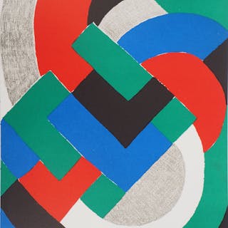Sonia DELAUNAY - Composition bleu, vert et rouge, 1968 - Lithographie