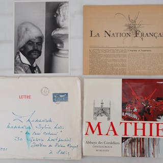 Georges MATHIEU : Handwritten letter, 1990