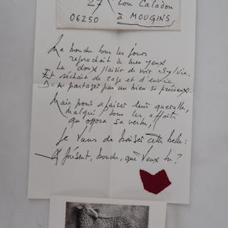 Georges MATHIEU - Handwritten letter, 1993