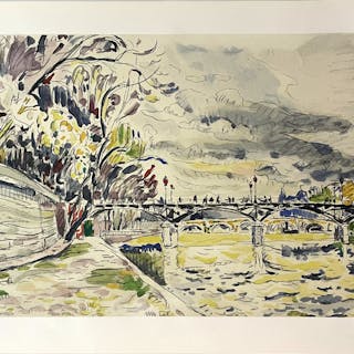 Paul Signac (after) - Le Pont des Arts, Autumn (Paris) - lithograph