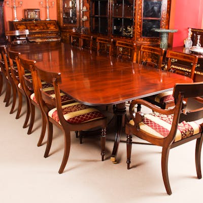 Vintage 3 Pillar Dining Table By William Tillman 12 Chairs 20th C Barnebys