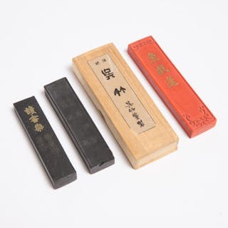 Three Chinese Ink Sticks, Together With a Japanese Kuretake Ink Stick